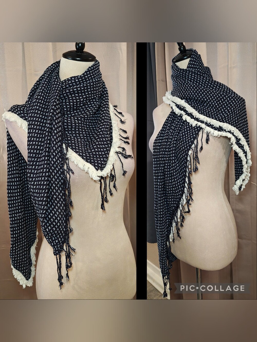 🍁🍂Next Y2K Indie Sleaze Cross Stitch Square Scarf Fairycore Keffiyeh Wrap🍂🍁